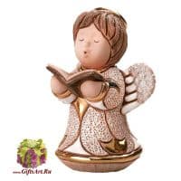 Ангел читает. Керамическая фигурка De Rosa Rinconada. Бежевый. Высота 9 см