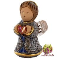 Ангел с сердцем. Керамическая фигурка De Rosa Rinconada. Синий. Высота 9 см