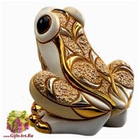 Лягушка белая с золотом De Rosa Rinconada. Керамическая фигурка. Высота 10 см