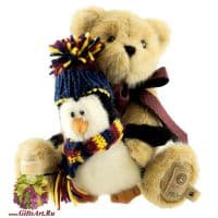 Мишка с пингвином. Мягкая игрушка Boyds. Высота 25 см