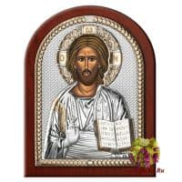 Икона Иисус Христос Спаситель Спас Вседержитель в серебряном окладе Размер 15х20 см.