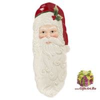 Блюдо Дед Мороз. Новогодняя посуда. Керамика. Длина 33 см