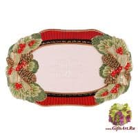 Блюдо Зимний лес. Новогодняя посуда. Керамика. Длина 37 см