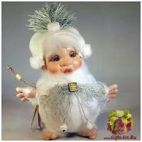 Итальянская фарфоровая новогодняя кукла Palla di neve Снежок Высота 15 см. Италия Montedragone