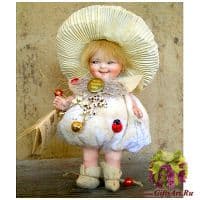 Кукла фарфоровая Montedragone Mushroom T Мухоморчик T. Высота 16 см. Италия