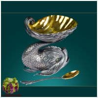 Серебряная Икорница Чудо-рыба. Серебро 925 пробы. Россия