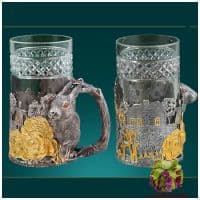 Подстаканник серебряный Заяц с капустой. Серебро 925 пробы. Россия