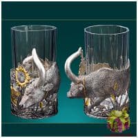 Подстаканник серебряный Бык Tiberius. Серебро 925 пробы. Россия