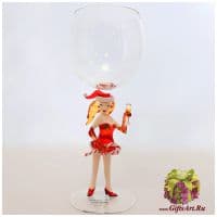 Бокал фигурный для вина Снегурочка 21 века. Высота 20 см. Ручная работа США