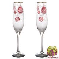 Бокалы для шампанского новогодние 2 штуки. Богемское стекло. 190 мл. Bohemia Crystal. 752476 Чехия