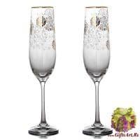Бокалы для шампанского новогодние 2 штуки. Богемское стекло. 190 мл. Bohemia Crystal. 852476 Чехия