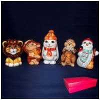 Набор ёлочных украшений майолика №1. 5 штук в наборе. Ручная роспись. Подарочная упаковка.