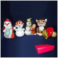 Набор ёлочных украшений майолика№2. 5 штук в наборе. Ручная роспись. Подарочная упаковка.