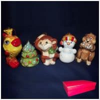 Набор ёлочных украшений майолика№4. 5 штук в наборе. Ручная роспись. Подарочная упаковка.