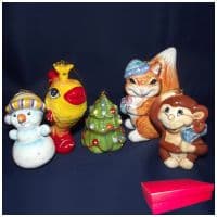 Набор ёлочных украшений майолика№5. 5 штук в наборе. Ручная роспись. Подарочная упаковка.
