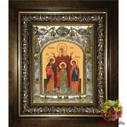 Икона освященная &quot;Вера, Надежда, Любовь и София&quot;, 14x18 см, в деревянном киоте 20x24 см, 20x24 см