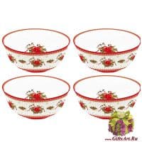 Набор салатников фарфор &quot;Пуансетия на белом&quot;. Подарочная упаковка