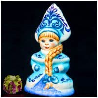 Статуэтка Снегурочка. Колокольчик. Керамика. Высота 13 см. Ручная роспись. Россия