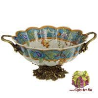 Блюдо для фруктов. Фруктовница. Декор Медоносы. Фарфор и бронза. Ручная работа. Длина 29 см