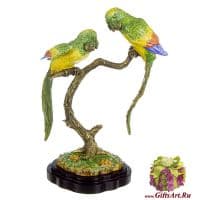 Пара попугаев. Фарфор и бронза. Ручная работа. Высота 32 см