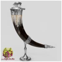Рог для вина  с оловянной отделкой Олени 41 см Wutschka Германия
