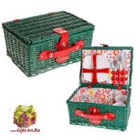 Корзина для пикника на 2 персоны из плетёной лозы Грин-Ред.