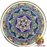 Тарелка керамическая в стиле Cearco настенная. Ручная роспись, эмали, золото. 1004 Диаметр 40 см.