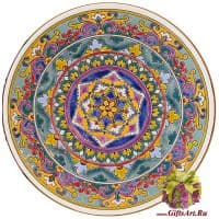 Тарелка керамическая в стиле Cearco настенная. Ручная роспись, эмали, золото. 4004 Диаметр 40 см.
