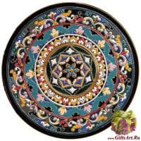Тарелка керамическая в стиле Cearco настенная. Ручная роспись, эмали, золото. 7004 Диаметр 40 см.