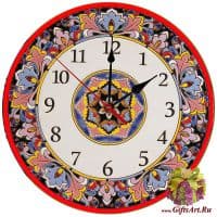 Часы настенные в стиле Cearco керамические. Ручная роспись, эмали, золото. 49004 Диаметр 40 см.