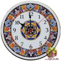 Часы настенные в стиле Cearco керамические. Ручная роспись, эмали, золото. 40104 Диаметр 40 см.