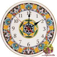 Часы настенные в стиле Cearco керамические. Ручная роспись, эмали, золото. 41104 Диаметр 40 см.