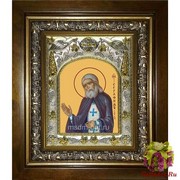 Икона освященная &quot;Серафим Саровский преподобный чудотворец&quot;, 14x18 см, в деревянном киоте 20x24 см, 20x24 см