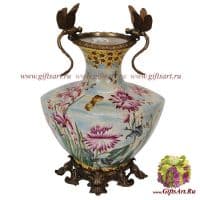 Ваза Стрекозы. Фарфор и бронза. Коллекция Полдень. Ручная работа. Высота 40 см