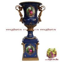 Ваза напольная большая. Фарфор и бронза. Декор Прогулка. Ручная работа. Высота 86 см