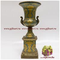 Ваза на пьедестале. Фарфор и бронза. Коллекция Небесные гирлянды. Ручная работа. Высота 51 см