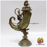 Ваза Рог с конём. Фарфор и бронза. Коллекция Небесные гирлянды. Ручная работа. Высота 51 см