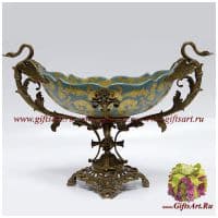 Фруктовница Лебеди. Фарфор и бронза. Коллекция Небесные гирлянды. Ручная работа. Высота 28 см