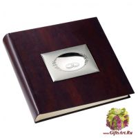 Свадебный фотоальбом кожаный с серебряной вставкой. Размер 35 x 35 см Италия