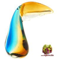 Тукан цветной. Стеклянная фигурка в стиле Мурано. Высота 18 см.