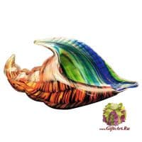 Морская раковина. Стеклянная фигурка в стиле Мурано. Длина 29 см