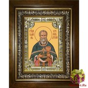 Икона освященная &quot;Иоанн Кронштадский праведный чудотворец (Иван)&quot;, 18x24 см, со стразами, в деревянном киоте 24x30 см, 24x30 см