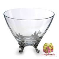 Ваза фруктовница из олова и стекла. Диаметр 20 см. Австрия. Artina