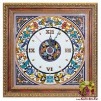 Часы настенные в стиле Cearco керамические в багете. Ручная роспись, эмали, золото. 45003 Размер 40 см.