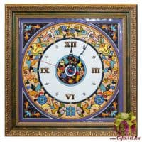 Часы настенные в стиле Cearco керамические в багете. Ручная роспись, эмали, золото. 45001 Размер 40 см.