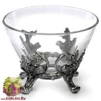 Ваза фруктовница из олова и стекла. Диаметр 15 см. Австрия. Artina