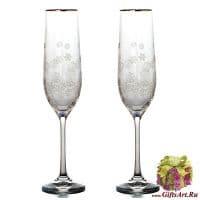 Бокалы для шампанского новогодние 2 штуки. Богемское стекло. 190 мл. Bohemia Crystal. 562476 Чехия