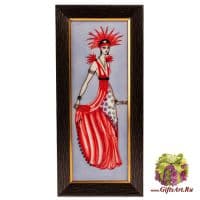 Картина фарфоровая панно Дама в красном DiKaye. Золотой век  Размер 46х21 см