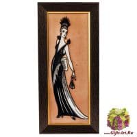 Картина фарфоровая панно Дама в чёрном DiKaye. Золотой век  Размер 46х21 см