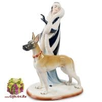 Фарфоровая статуэтка Дама с догом. DiKaye. Золотой век Высота 32 см.